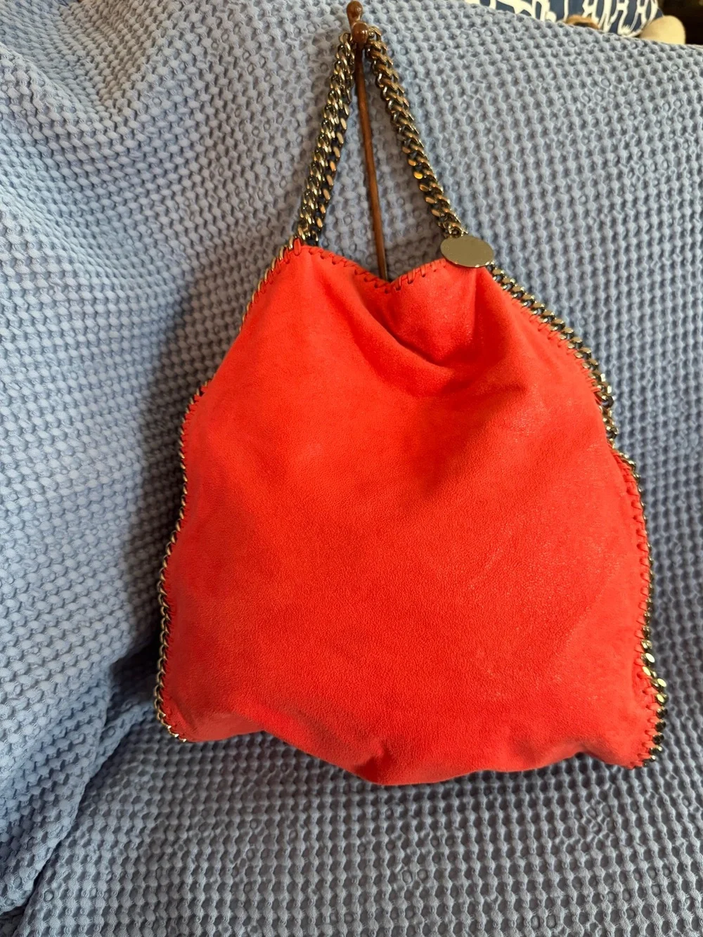 Stella McCartney Orange Suede Chain-Trim Bag - Picture 2 of 3